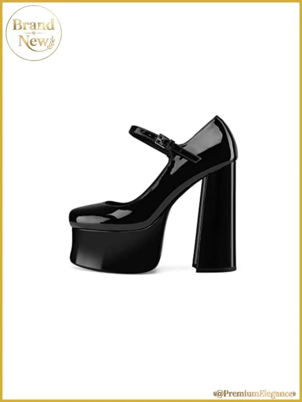 Women's Mary Jane Platform Heels Black Close Toe Chunky Block Pumps